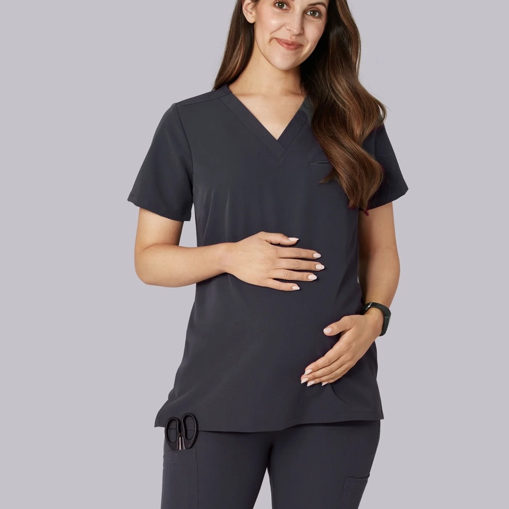 Mandala Maternity Scrub top- Dark Gray